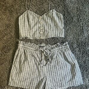 Express Grey Pinstripe Two Piece Outfit